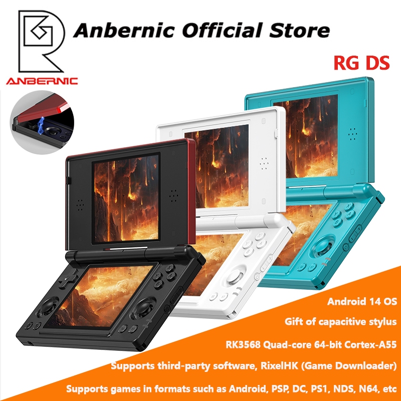 ANBERNIC RG DS Dual-Screen Game Console 4-inch IPS Android 14 RK3568 Quad-core 64-bit Cortex-A55 Free Capacitive Stylus and lanyard | Shopee Malaysia