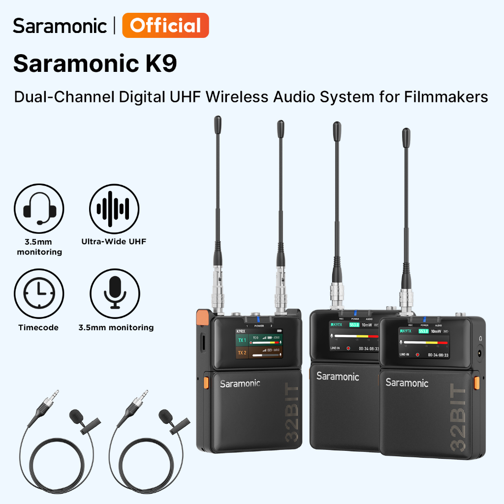 Saramonic K9 Dual-Channel Digital UHF Wireless Audio System for Filmmakers | Shopee Malaysia