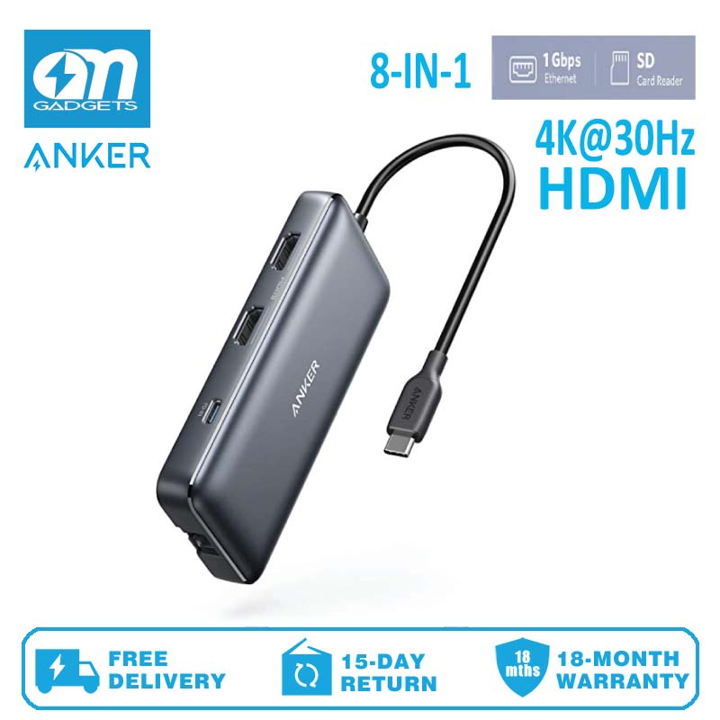 Anker USB C Hub, PowerExpand 8-in-1 USB C Adapter, with Dual 4K HDMI, 100W Power Delivery, 1 Gbps Ethernet | Shopee Malaysia