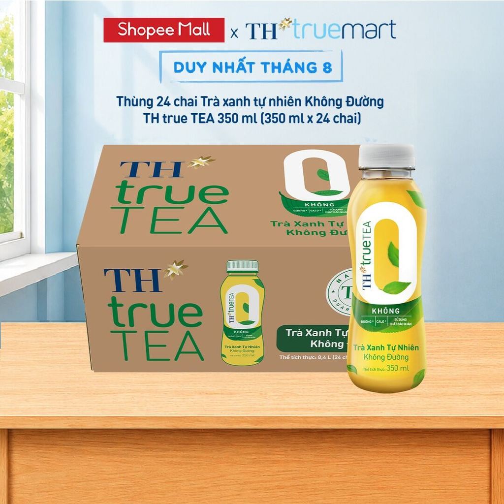 Thùng 24 chai Trà xanh tự nhiên Không Đường TH true TEA 350 ml | Shopee Việt Nam