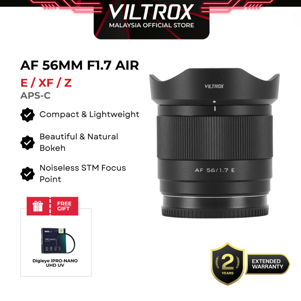 VILTROX AF 56mm F1.7 Air E/Z/XF APS-C Autofocus Lens for SONY E-Mount FUJI X-Mount NIKON Z-Mount Cameras | Shopee Malaysia