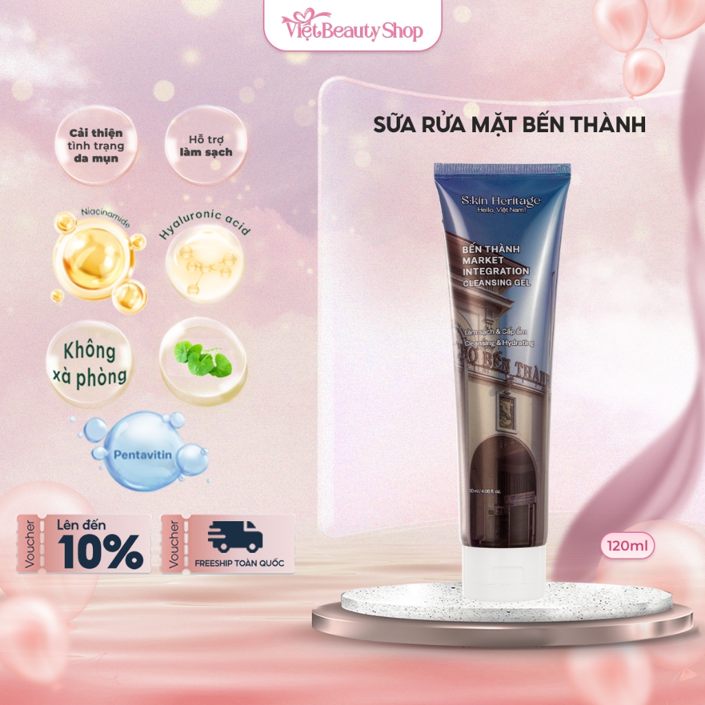 Sữa rửa mặt Bến Thành Skin Heritage làm sạch dịu nhẹ cho mọi loại da không chứa xà phòng 120ml | Shopee Việt Nam
