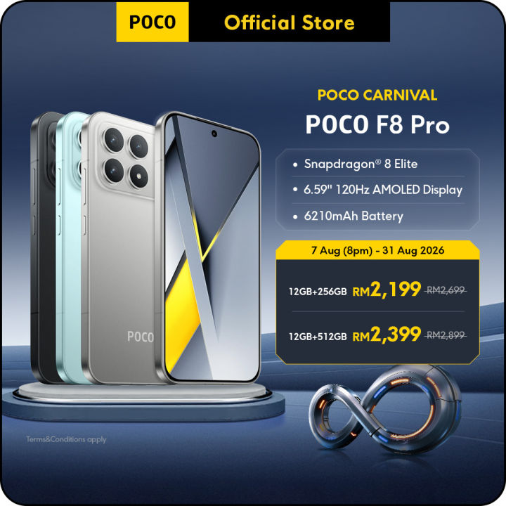 POCO F8 Pro | Snapdragon® 8 Elite, 6210mAh battery, 100W Charging, Sound by Bose | Lazada Malaysia