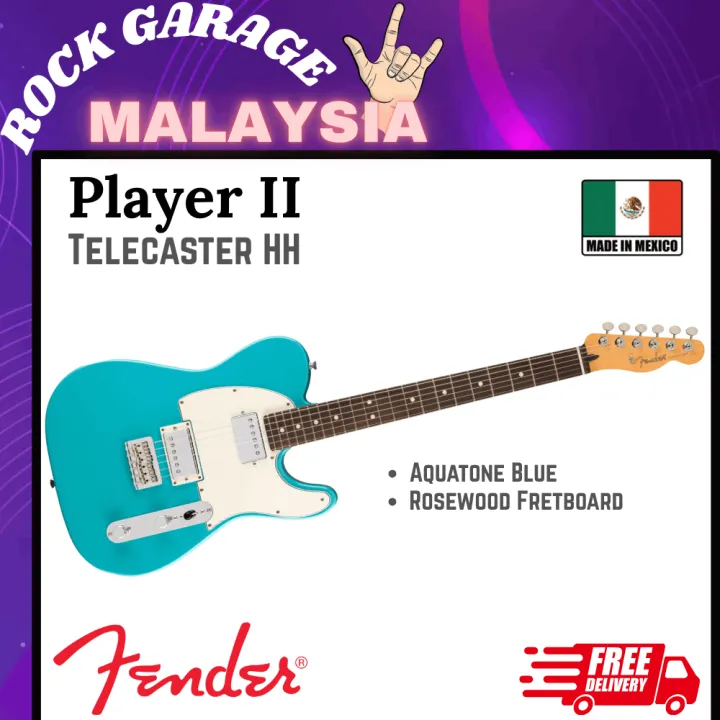 Fender Player II Telecaster HH Electric Guitar, RW FB - Black / Aquatone Blue | Lazada Malaysia
