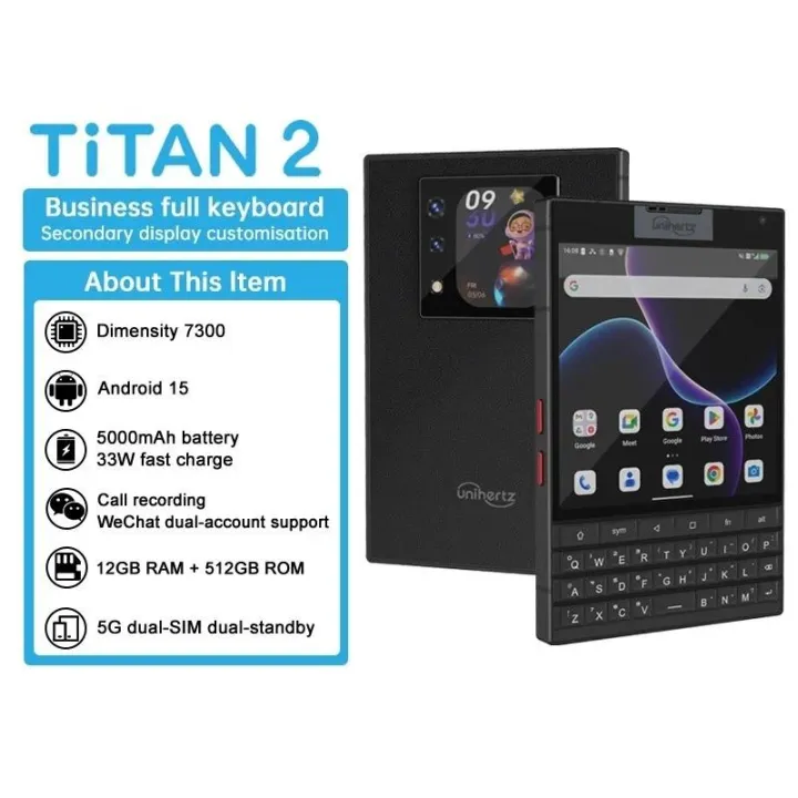 【Official shop】Unihertz Titan 2 Smartphone 5G Android 15 with Physical Keyboard Dual Screen 512GB Dimensity 7300 Global Version | Lazada Malaysia