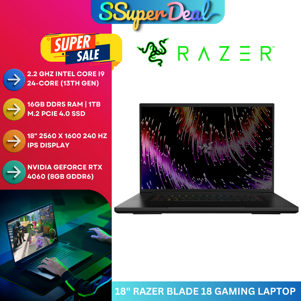 Razer Blade 18 (i9-13950HX,RTX4060,QHD+ 240HZ,16GB RAM,1TB SSD)RZ09-0484REH3-R3U1 | Shopee Malaysia