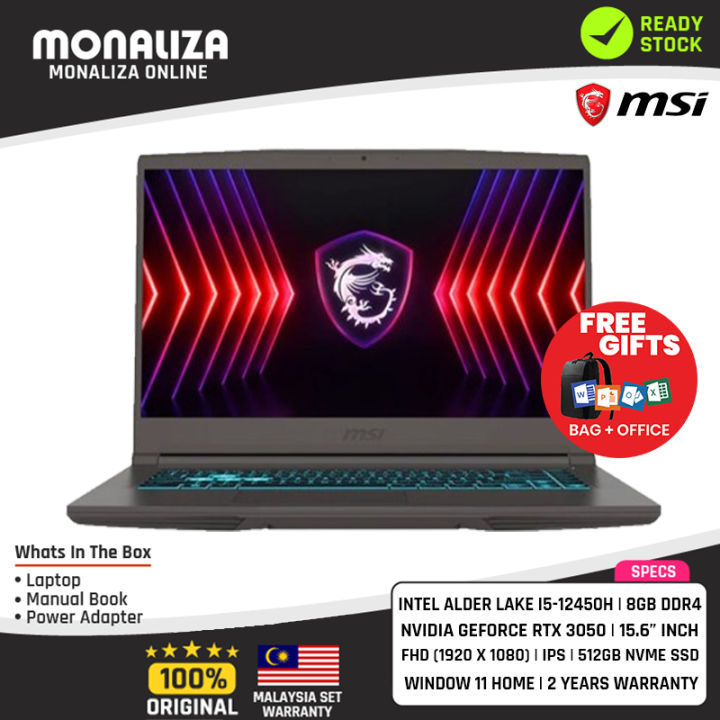 MSI Thin 15 Laptop Gaming (B12UC-1499MY) INTEL ALDER LAKE I5-12450H NVIDIA GEFORCE RTX 3050 | Lazada Malaysia