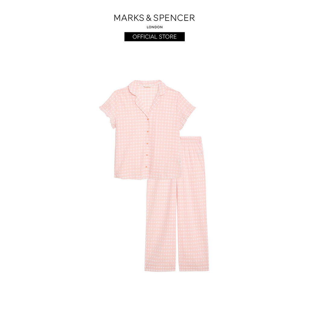 M&S Pure Cotton Gingham Pyjama Set - T37/1476J | Shopee Malaysia