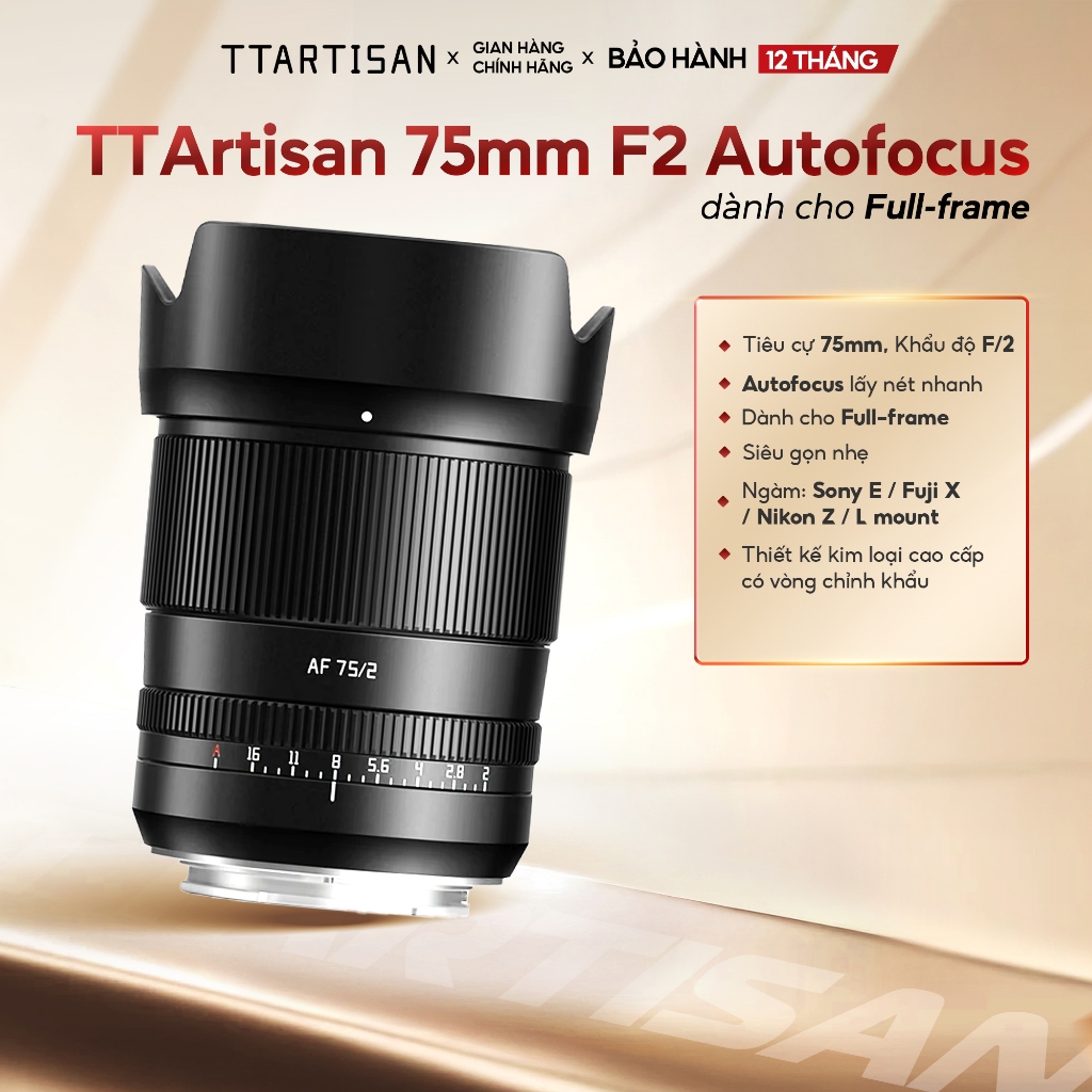 Ống kính TTartisan 75mm F/2 AF - Lens autofocus dành cho full-frame ngàm Sony E, Nikon Z, L‑Mount | Shopee Việt Nam