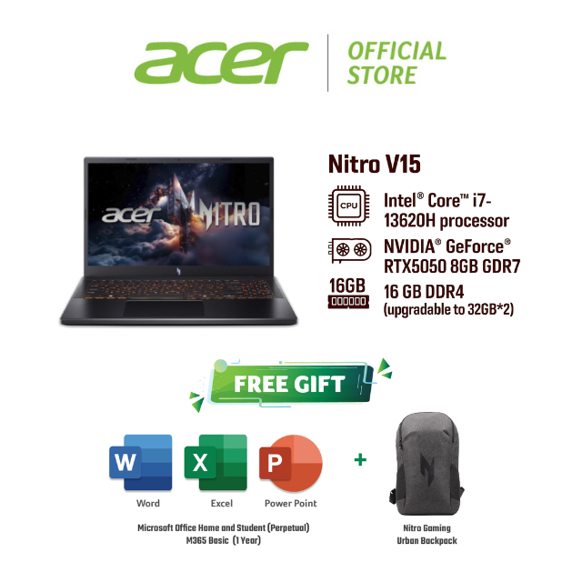 Acer Nitro V15 ANV15-52-78XQ & ANV15-52-529N Gaming Laptop (RTX 5050 8GB/Intel Core i7&i5/16GB DDR4/512GB SSD/2.4KG/W11) | Shopee Malaysia