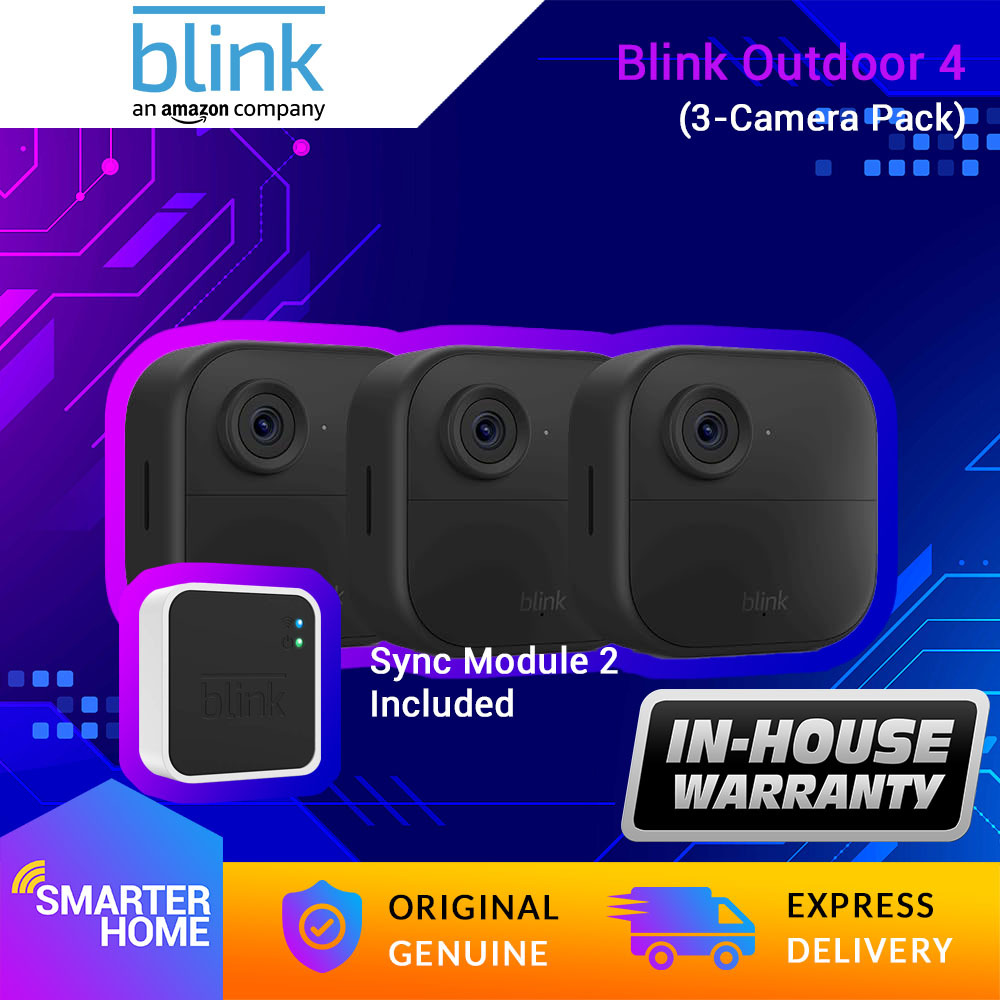 ⚡️ All-new Blink Outdoor 4 (4th Gen) 3-Camera Kit (USA Set), Wire-free smart security camera, 2-year battery life Alexa | Shopee Malaysia