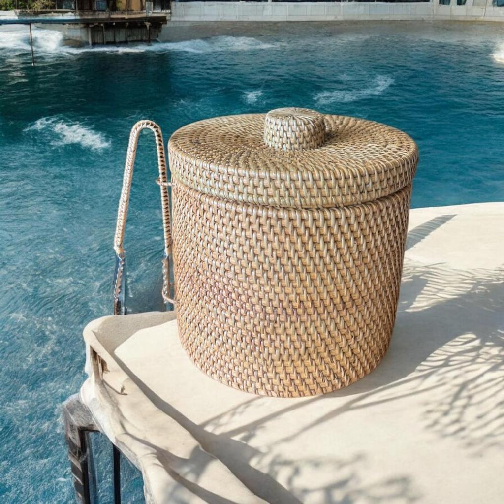 Handmade Natural Rattan Ice Bucket with Stainless Steel Tong [Ready Stock] | Shopee Malaysia