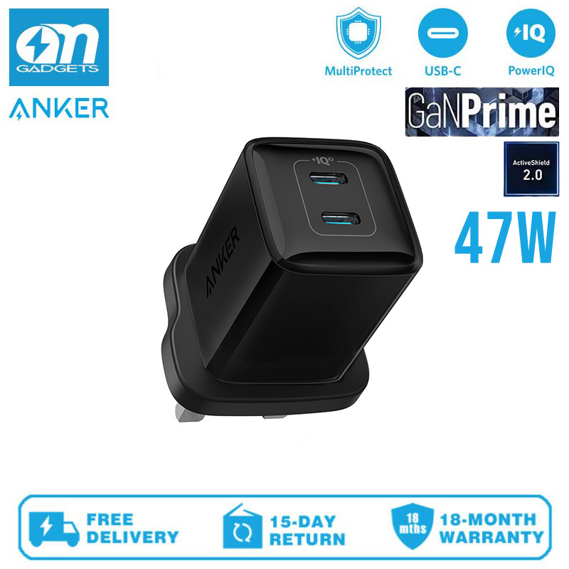 Anker A2039 47W 2-Port Fast Charger USB C Plug, Nano 3 GaN Compact Charger for iPhone 15, S23, Pixel 4/3, iPadMini, More | Shopee Malaysia