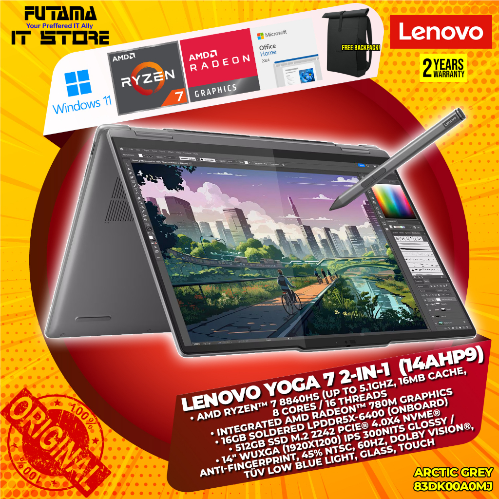 Lenovo Yoga 7 2-in-1 Laptop (14AHP9) - Ryzen 7/16GB RAM/512GB SSD/Win11/Stylus Pen | Shopee Malaysia