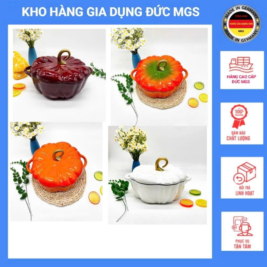 Nồi Gang Hình Bí Ngô 25cm 3.5L Nấu Ăn Ngon | Shopee Việt Nam
