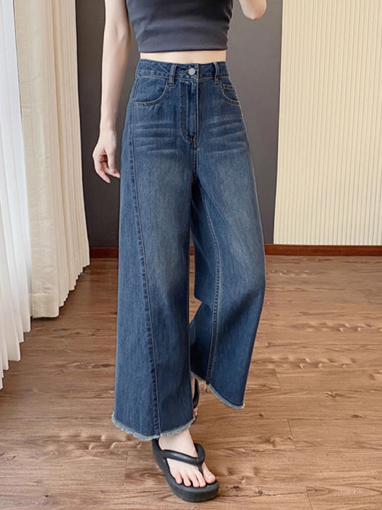 Big Size High Waist Slimming Capri Wide Leg Jeans | Lazada Malaysia