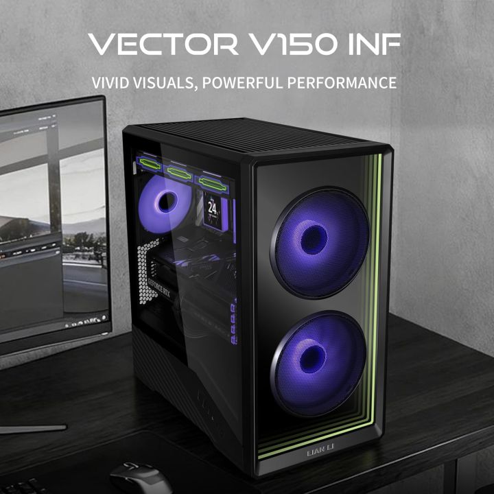 LIAN LI Vector V150 INF - mATX Mid Tower T.G Casing With 3x120mm ARGB Fans Pre-Installed | Lazada Malaysia