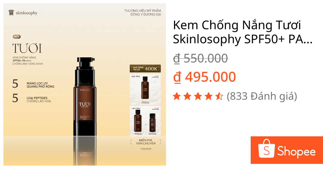 Kem Chống Nắng Tươi Skinlosophy SPF50+ PA++++ Giúp Bảo Vệ Làn Da Khỏi Bụi Mịn - 30ml
