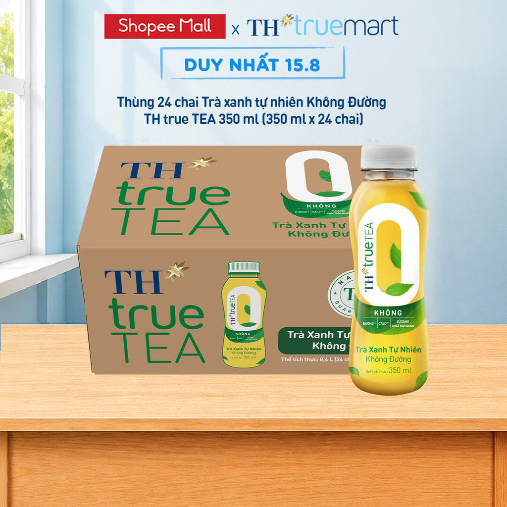 Thùng 24 chai Trà xanh tự nhiên Không Đường TH true TEA 350 ml | Shopee Việt Nam