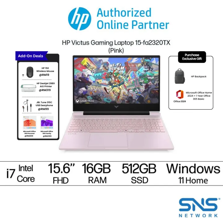 HP Victus 15-fa2320TX Gaming Laptop (NVIDIA® GeForce RTX™ 5060 | Intel® Core™ i7-13620H | 15.6" FHD | 16GB RAM | 512GB SSD | Windows 11 Home | Office+M365)