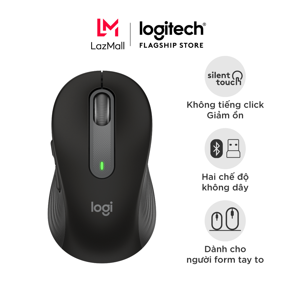 Chuột không dây bluetooth Logitech Signature M650 - Dành cho tay có kích cỡ từ nhỏ tới trung bình Cuộn SmartWheel giảm ồn các nút bên có thể tùy chỉnh