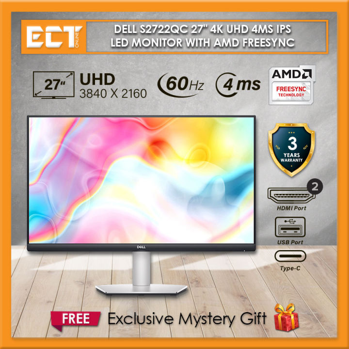 Dell Plus S2725QC S2722QC S3225QC 27" 32" 4K UHD 3840 x 2160 4MS 120Hz IPS LED Monitor with AMD FreeSync and 25W Speaker | Lazada Malaysia