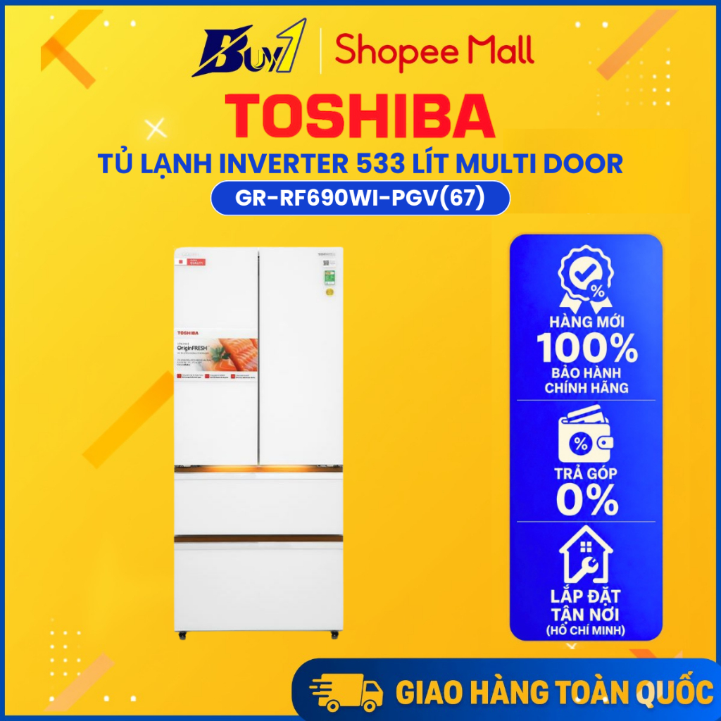 GR-RF690WI-PGV(67) - Tủ lạnh Toshiba Inverter 533 lít Japandi Multi Door GR-RF690WI-PGV(67) | Shopee Việt Nam