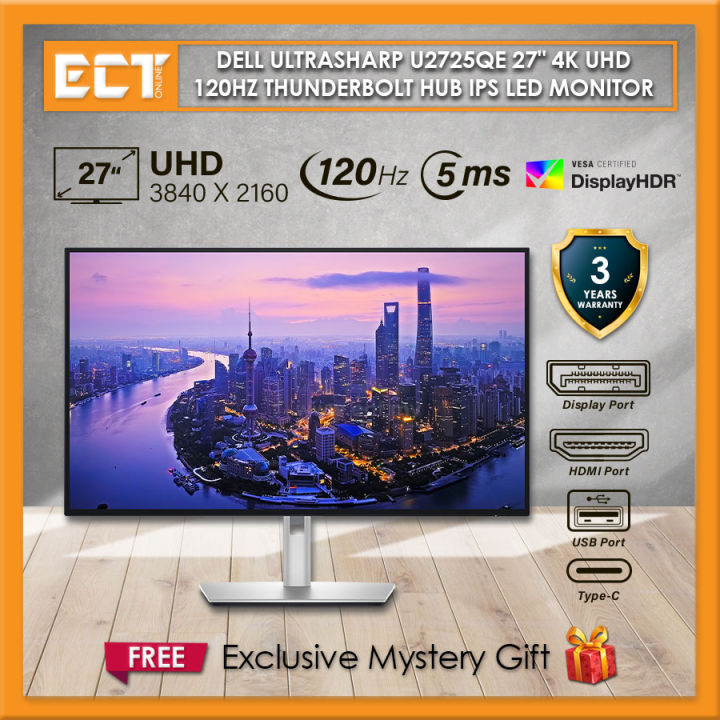 Dell UltraSharp U2725QE U2723QE 27" 4K UHD 3840 x 2160 120Hz 60Hz 3000:1 Contrast Thunderbolt USB C Hub IPS LED Monitor | Lazada Malaysia