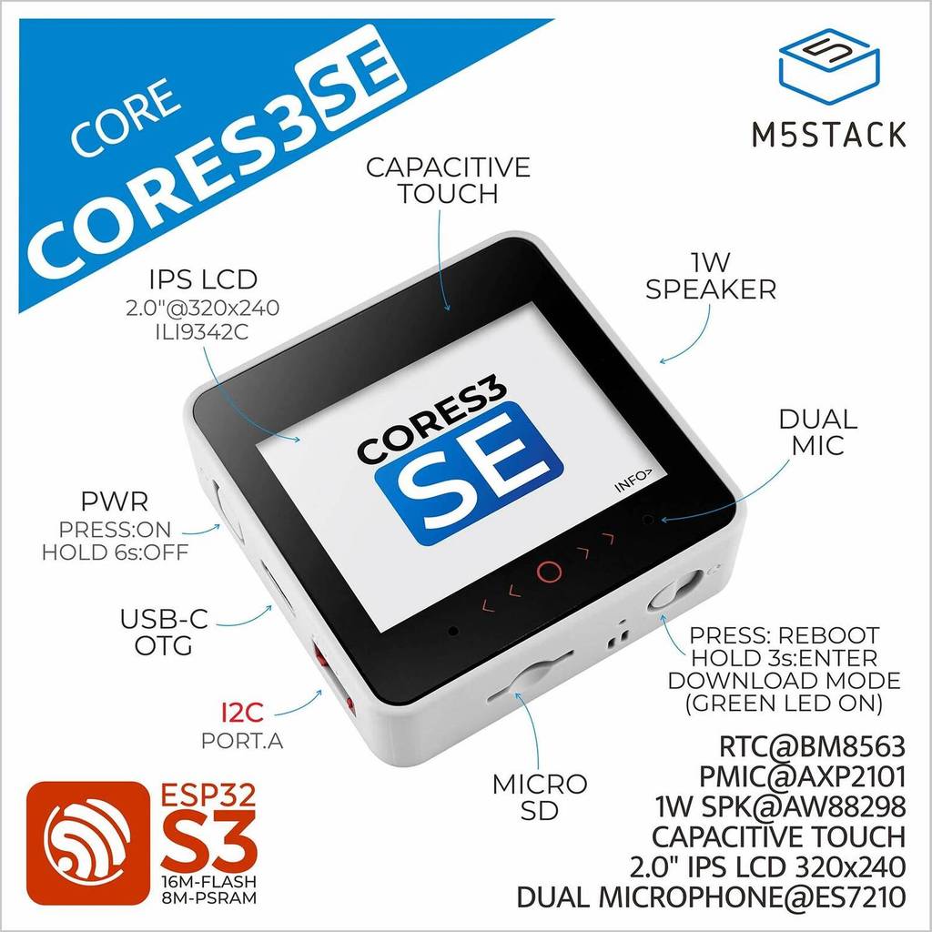 M5Stack Official CoreS3 SE IoT Controller w/o Battery Bottom | Shopee Malaysia