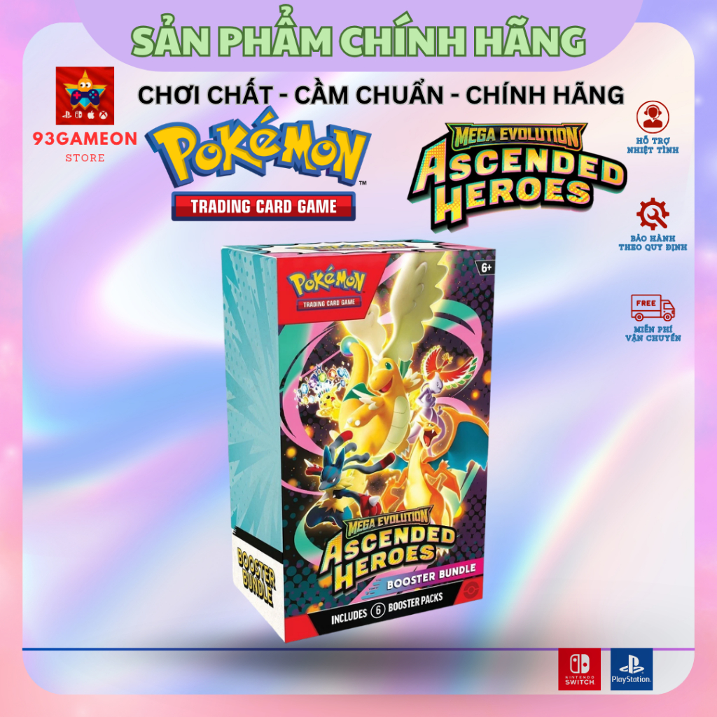 [CHÍNH HÃNG] Pokemon TCG: Mega Evolution - Ascended Heroes Booster Bundle | Shopee Việt Nam