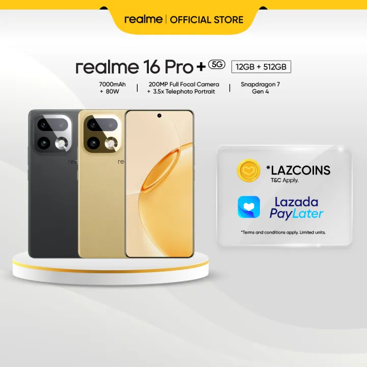 realme 16 Pro+ 5G (12+512GB) | 7000mAh + 80W | 200MP Full Focal Camera + 3.5x Telephoto Portrait | Snapdragon 7 Gen 4
