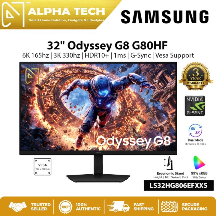 Samsung Odyssey G8 G80HS 32" 6K IPS | 165Hz / 3K 330Hz | 1ms | 99% sRGB | G-SYNC | 3Y Warranty | LS32HG806ESXXS | Lazada Malaysia