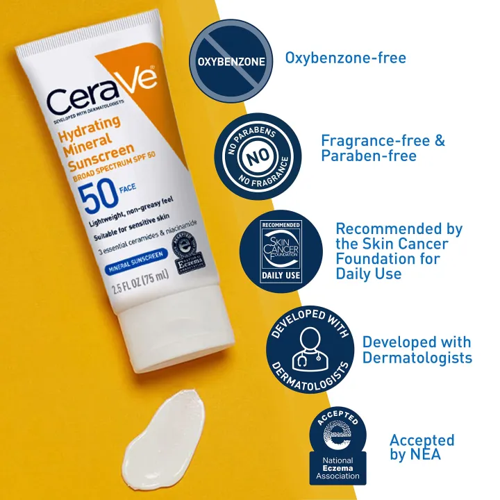CERAVE HYDRATING MINERAL SUNSCREEN SPF 50 75ML | Lazada Malaysia