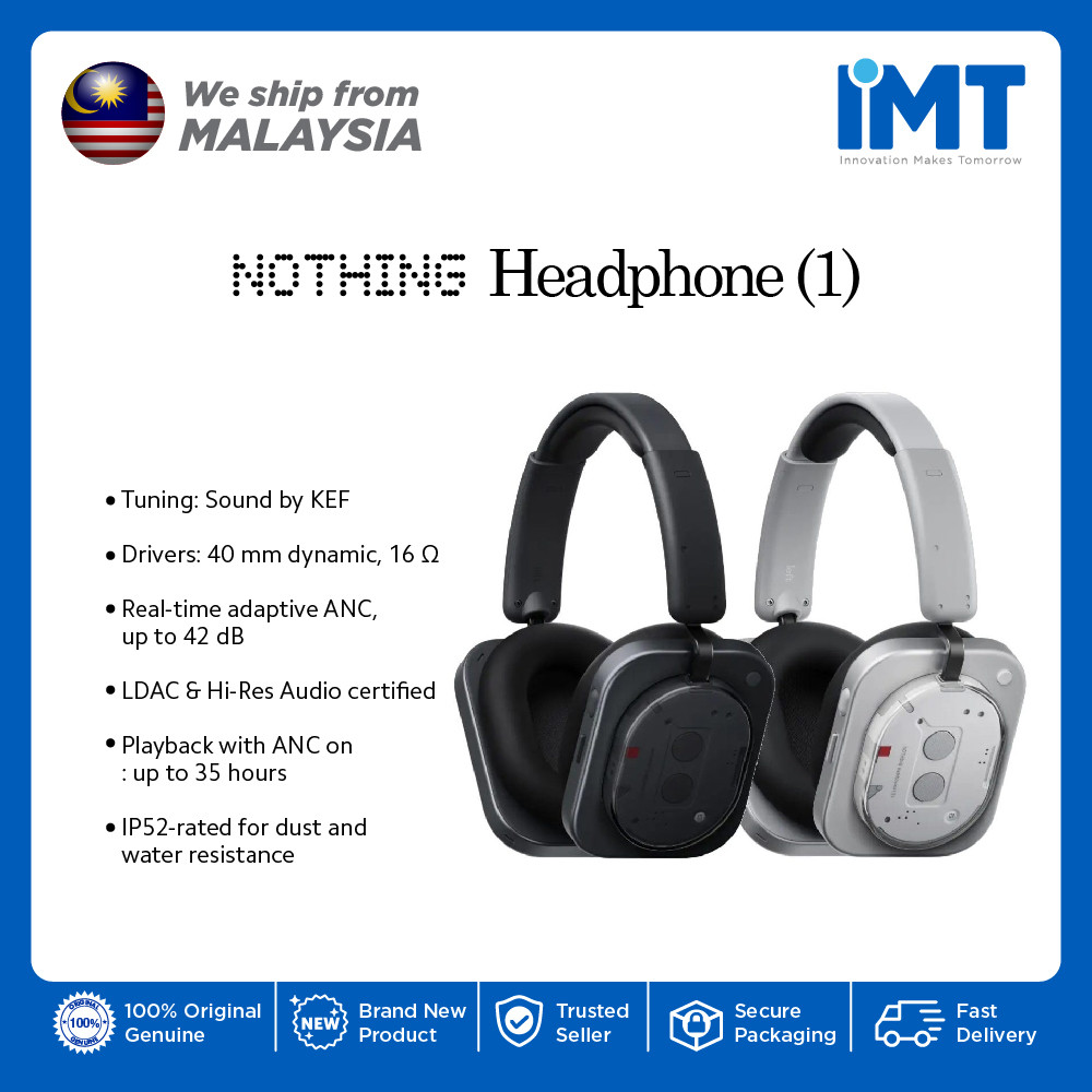 Nothing Headphone (1) | Pembatalan Bunyi | 80 jam main balik audio | IP52 Tahan Debu dan Air