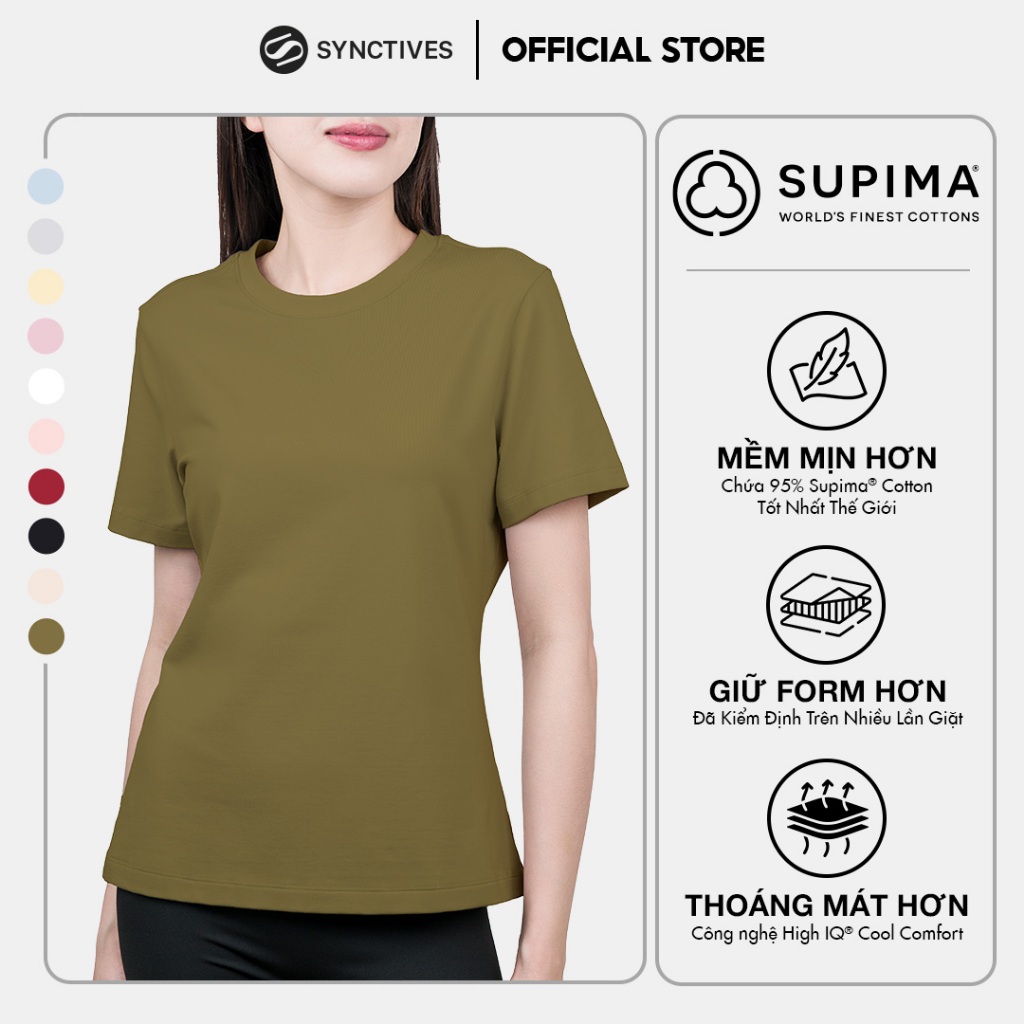 Áo Thun Nữ Supima Cotton Mềm Mịn, Bền Màu, Thoáng Mát, Giữ Form Synctives | Shopee Việt Nam