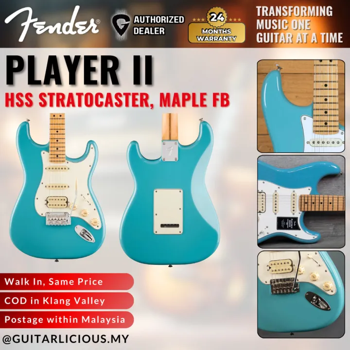 Fender Player II Stratocaster HSS Electric Guitar, Maple FB - Aquatone Blue | Lazada Malaysia