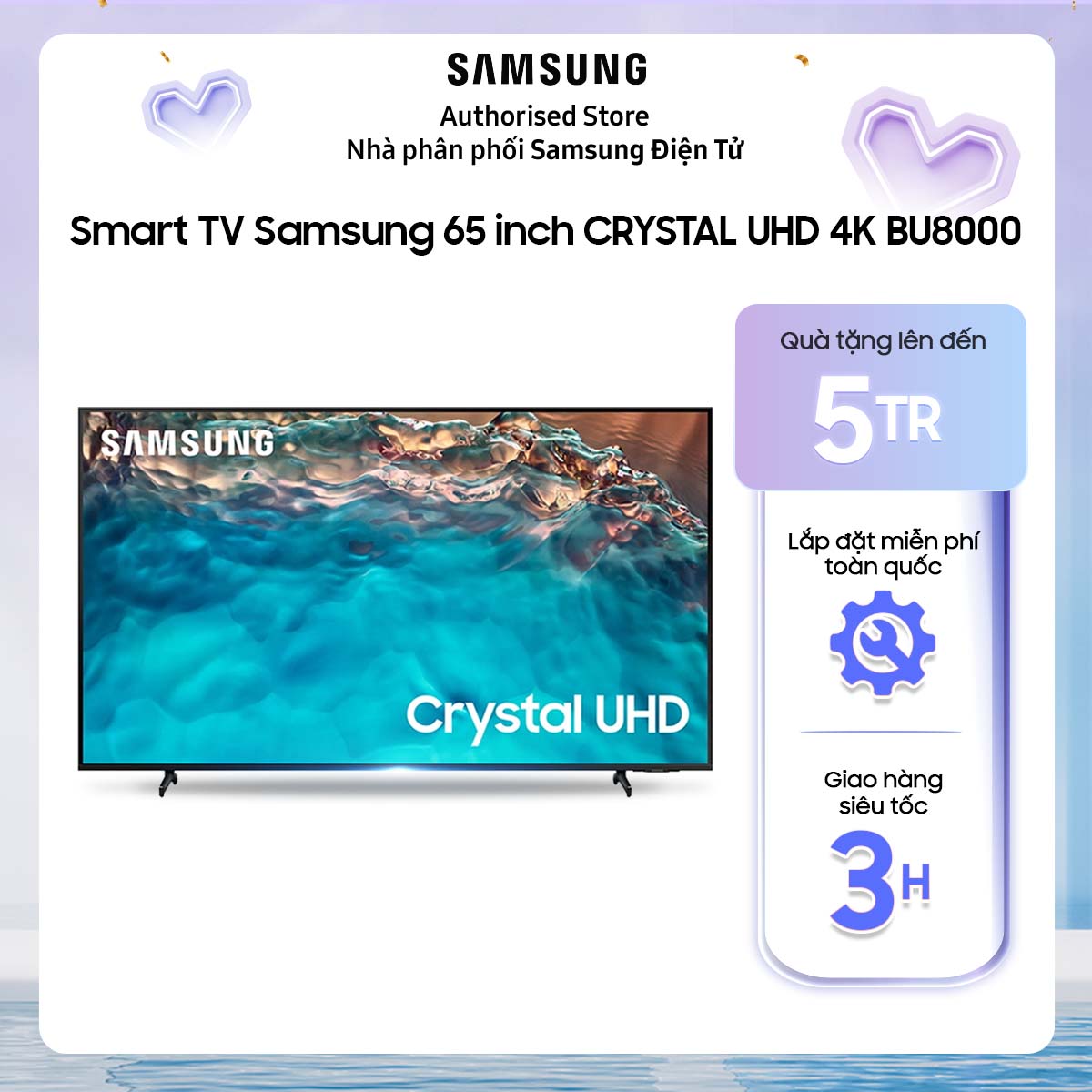 [Giao hàng và lắp đặt miễn phí toàn quốc] 65BU8000 - Smart Tivi Samsung Crystal UHD 4K 65 inch UA65BU8000 UA65BU8000KXXV