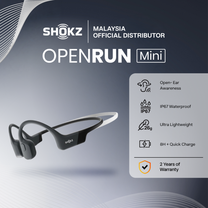 Shokz OPENRUN MINI Open-Ear Bone Conduction | IP67 Water-Resistant Standard | 8-Hour Battery Life | Quick Charge | Lazada Malaysia