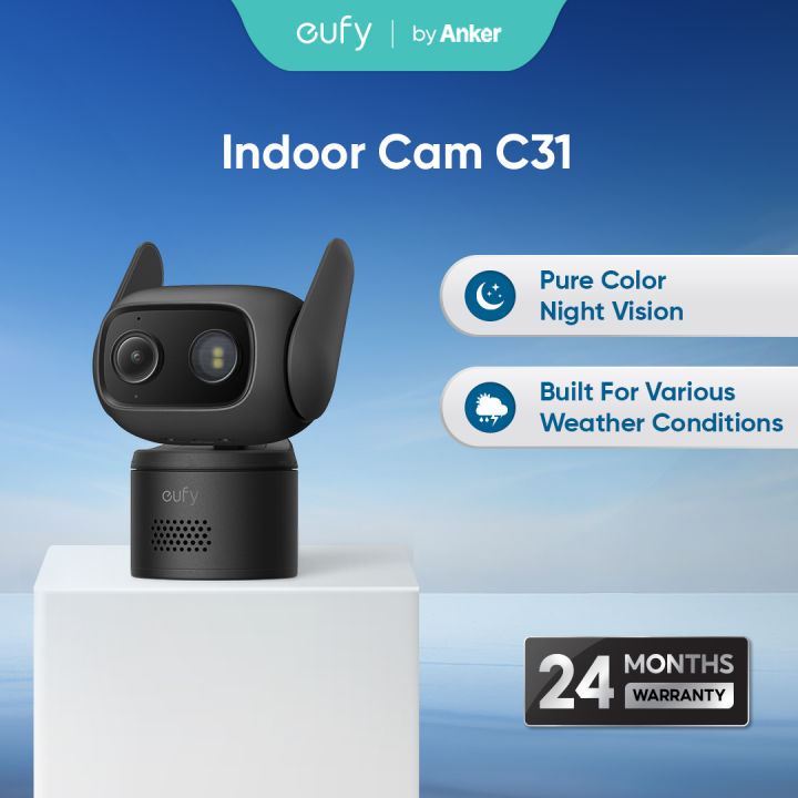 eufy Wired Cam C31 360° Pan & Tilt Indoor Outdoor Cam Color Night Vision AI Detection | Lazada Malaysia