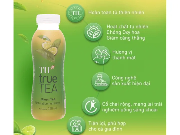 Thùng 24 chai trà xanh vị chanh tự nhiên TH True Tea 350ml | Lazada Việt Nam