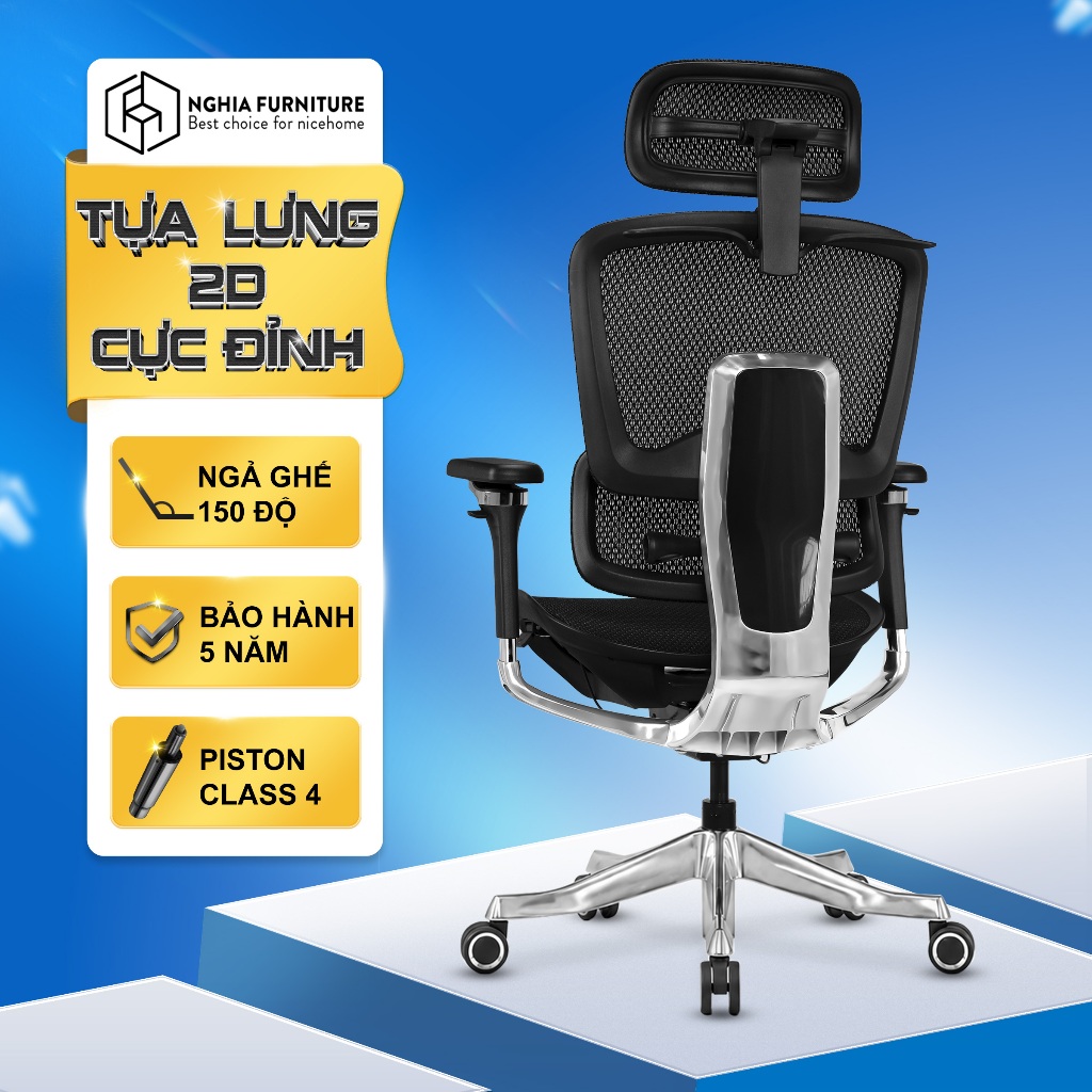 Ghế công thái học SMA Furniture Mirai Ultra, Khung lưng nhôm nguyên khối, Ngả ghế 150 độ | Shopee Việt Nam