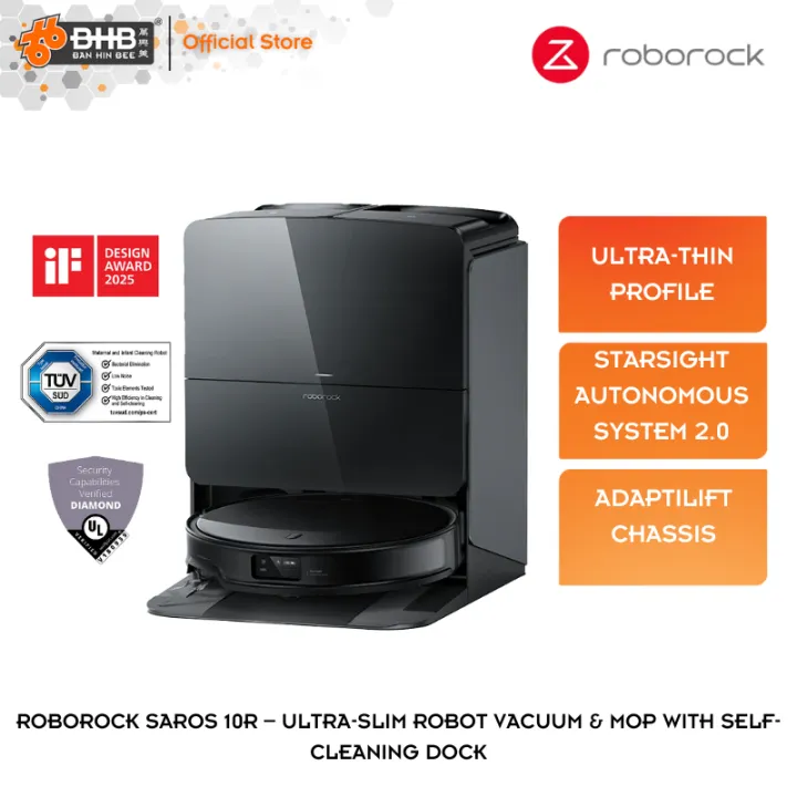 Roborock Robot Vacuum Saros 10R 20,000Pa Suction Power Ultra-Thin 7.98 cm 3D ToF Solid State LiDAR SAROS10R Robot Vakum | Lazada Malaysia