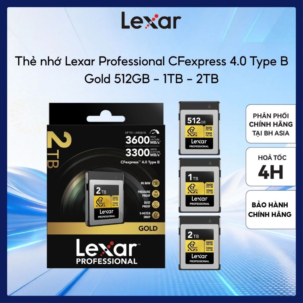 Thẻ nhớ Lexar Professional CFexpress 4.0 Type B Gold 512GB - 1TB - 2TB | Shopee Việt Nam