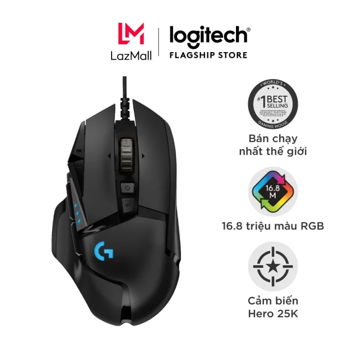 Chuột game hiệu suất cao Logitech G502 Hero - Cảm biến Hero 25k, RGB Lightsync, 11 nút lập trình, điều chỉnh trọng lượng, PC | Lazada Việt Nam