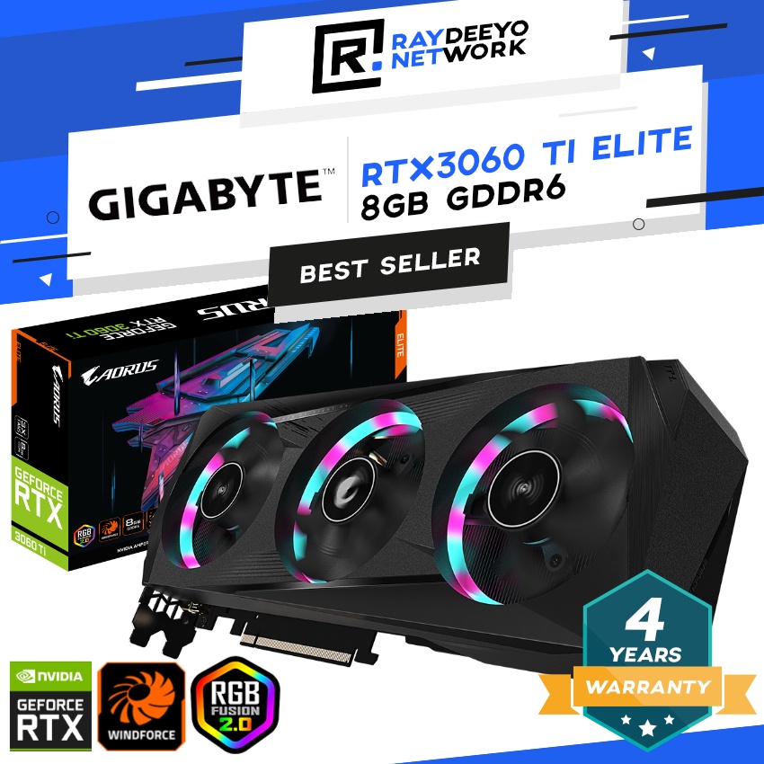 Gigabyte AORUS GeForce RTX3060 Ti ELITE 8G rev. 2.0 [Metal Back Plate]