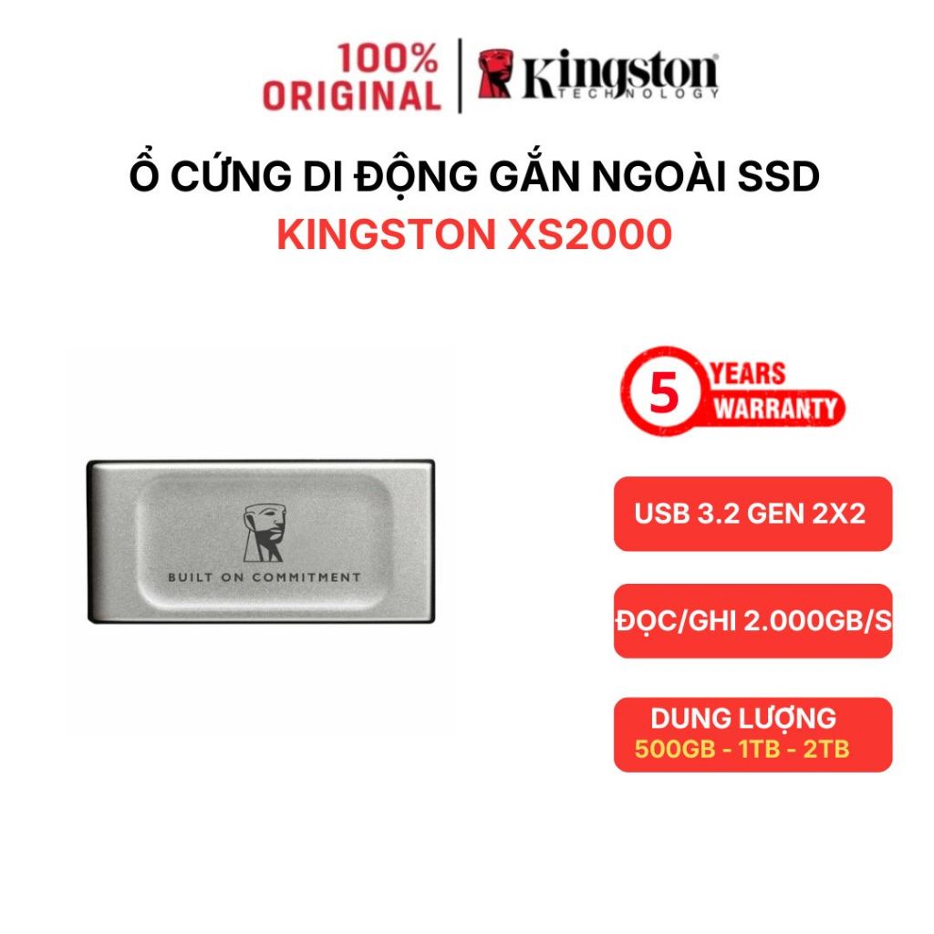 [CHÍNH HÃNG] Ổ Cứng Di Động SSD Kingston XS2000 (SXS2000) - 500GB / 1TB / 2TB - Tốc Độ Cực Đỉnh 2000MB/s - Chống Sốc IP5 | Shopee Việt Nam