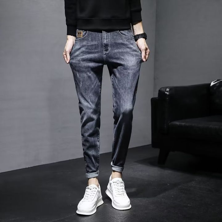 Slim Fit Straight Leg Jeans Men's Fashion High Street Style Casual Pants mid High Waist Zipper Closure Youthful Trendy Wear | Lazada Malaysia