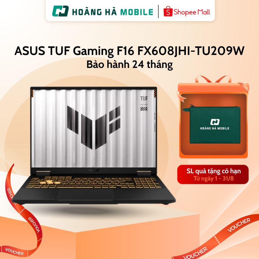Laptop ASUS TUF Gaming F16 FX608JHI-TU209W (Core i7 14650HX/RTX 5050 8GB/16GB DDR5/512SG SSD/16"FHD+ 144Hz/Win 11/Xám) | Shopee Việt Nam