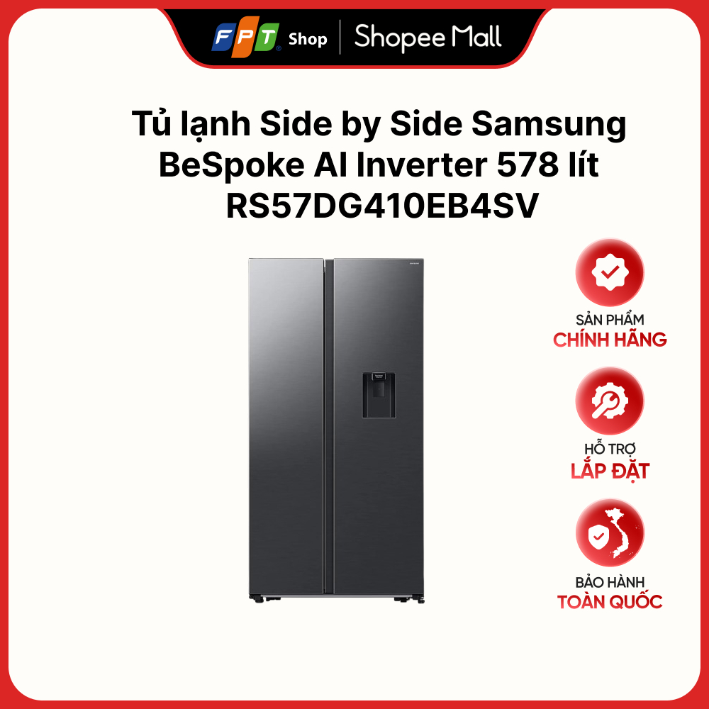 Tủ lạnh Side by Side Samsung BeSpoke AI Inverter 578 lít RS57DG410EB4SV | Shopee Việt Nam