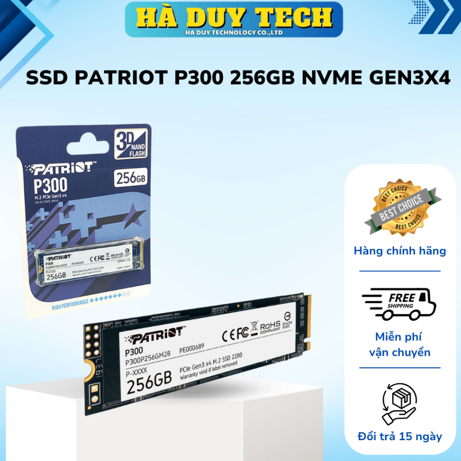 SSD PATRIOT P300 256GB NVME GEN3x4 - Chính Hãng - BH 36T - HaDuyTech | Shopee Việt Nam
